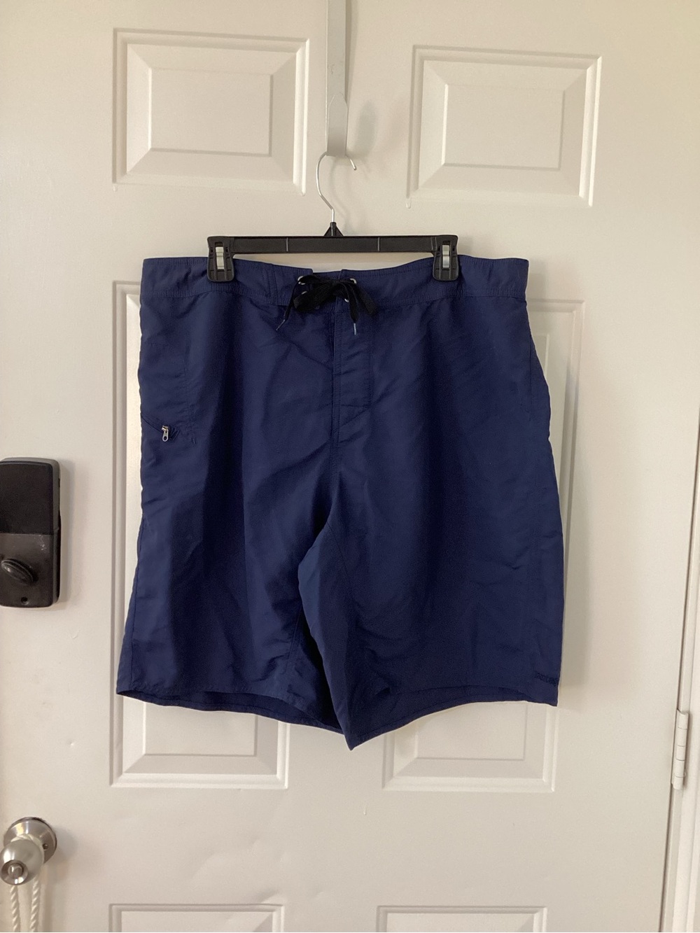 Patagonia Men's Navy Blue Swim Board Shorts with Black Drawcord